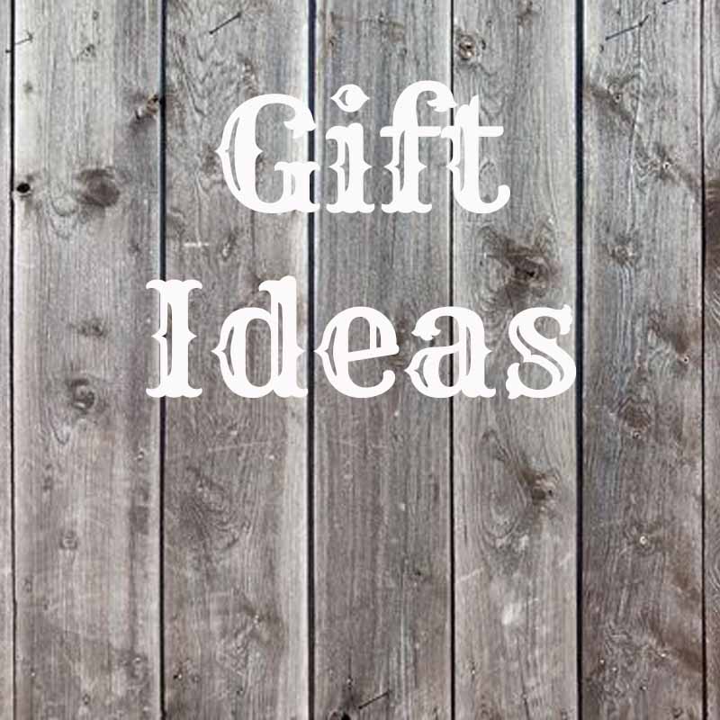 the words gift ideas on a wood background