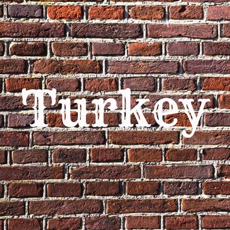 The word Turkey on a brick background