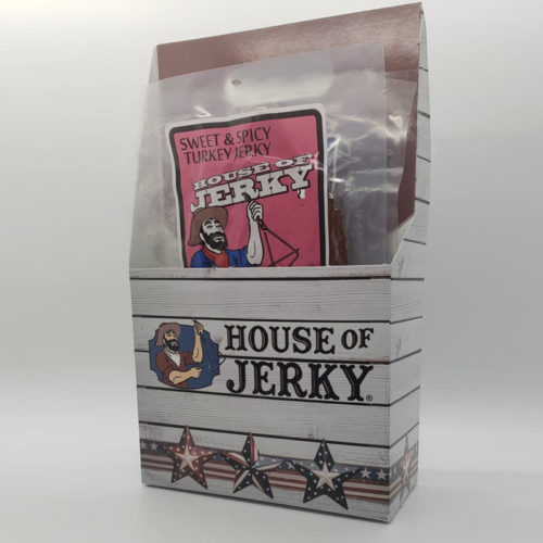 House of Jerky six pack with sweet & spicy turkey jerky in it